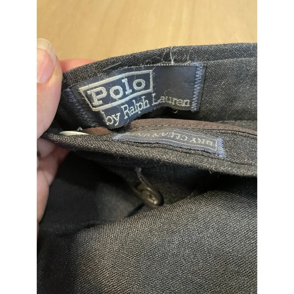 Polo Ralph Lauren Mens Black Pleated Dress Pants Cuffed Trouser Classic Fit